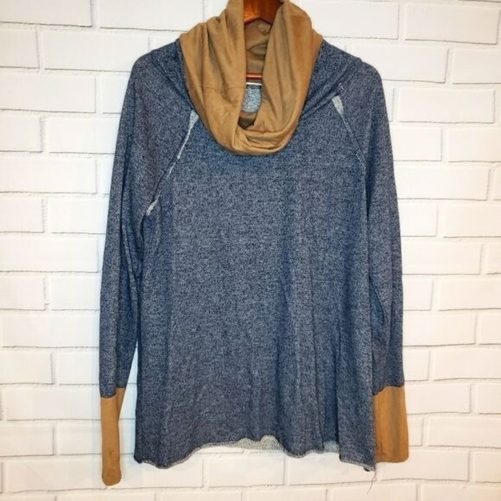 Mon Ami Blue funnel neck hoodie